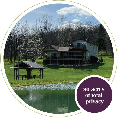 Private vacation rental in Galena IL surrounded by 80 acres of scenic countryside