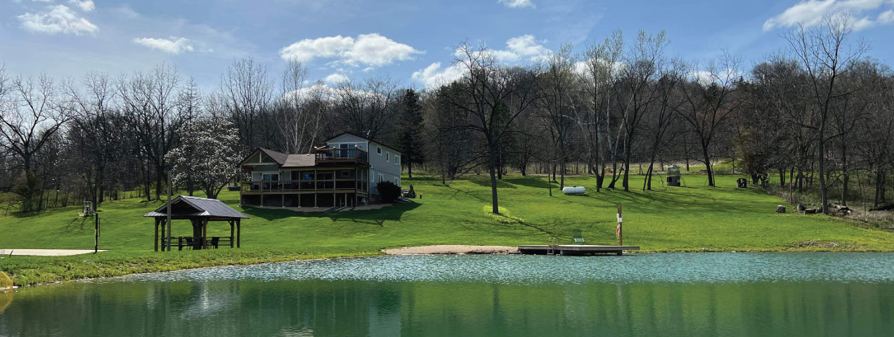 Private vacation rental in Galena IL surrounded by 80 acres and scenic pond